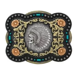 Nocona Indian Chief Skull Belt Buckle