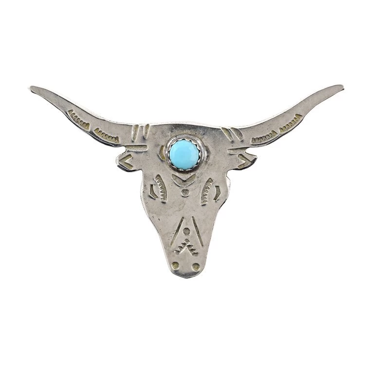 Peyote Bird Sterling Silver Longhorn Hat Pin 2 Peyote Bird Sterling Silver Longhorn Hat Pin - Image 2