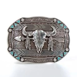 Nocona Rectangle Arrow Skull Buckle