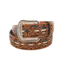 3D Men's Leather USA Flag Belt