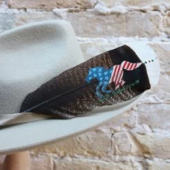 Western Hat Feather With Hand-Painted Horse USA Flag