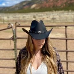 Stetson Black Leather Cowboy Hat - Roxbury -Fashion Western Hat medium f617b086 5629 4a13 99e2 8f9147d3fbe2