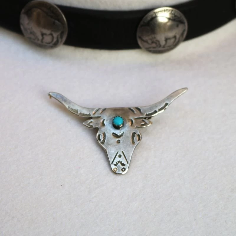 Peyote Bird Sterling Silver Longhorn Hat Pin 1 Peyote Bird Sterling Silver Longhorn Hat Pin